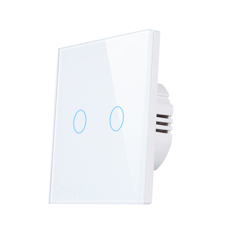 2 Gang WiFi RF Smart Switch UK 2400W Glass Touch Light Switch